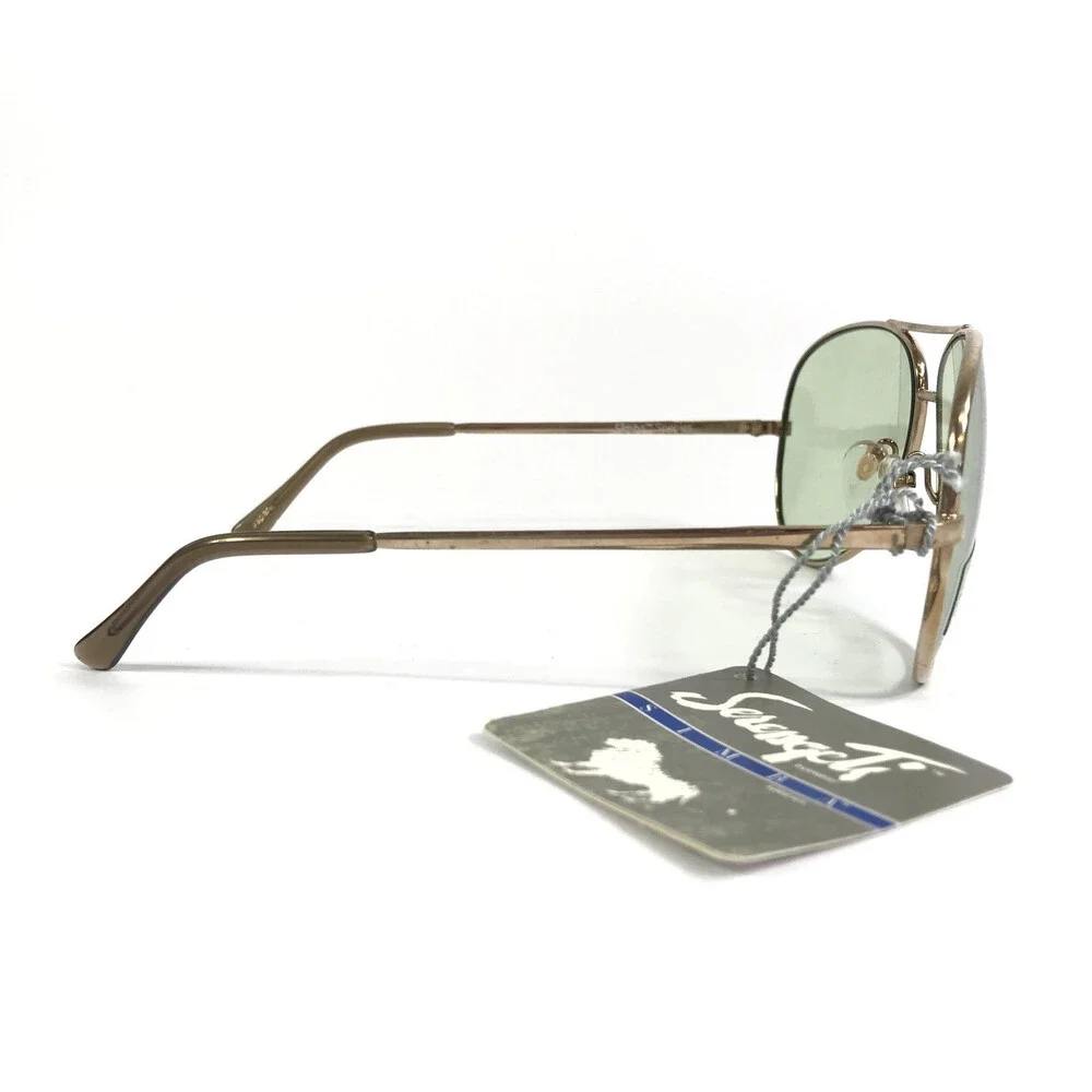 Vintage Serengeti Sunglasses 6055M Mens Gold Green Aviator Simba Photochromic